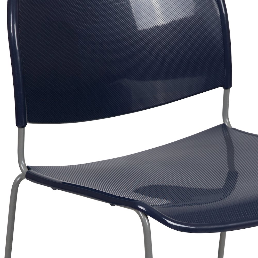 880 lb. Capacity Navy Ultra-Compact Stack Chair with Silver Powder Coated Frame. Picture 8