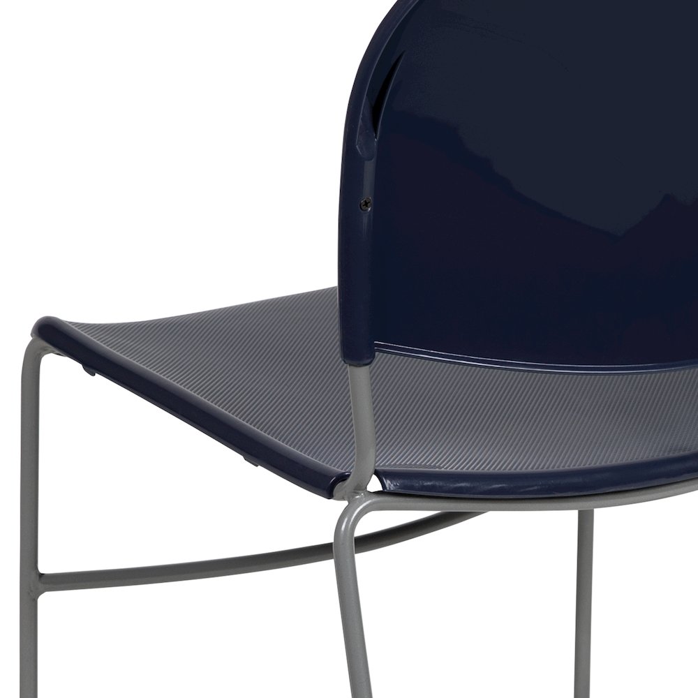 880 lb. Capacity Navy Ultra-Compact Stack Chair with Silver Powder Coated Frame. Picture 13