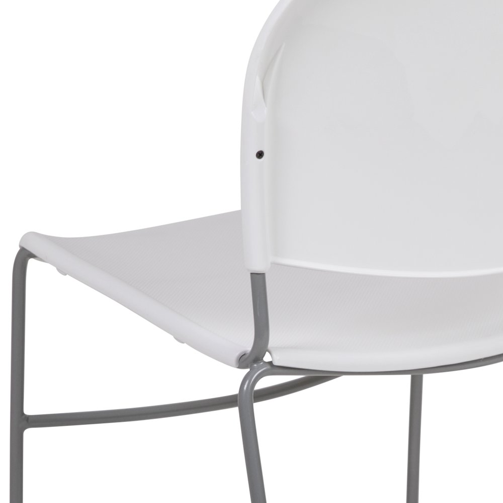 880 lb. Capacity White Ultra-Compact Stack Chair with Silver Powder Coated Frame. Picture 10