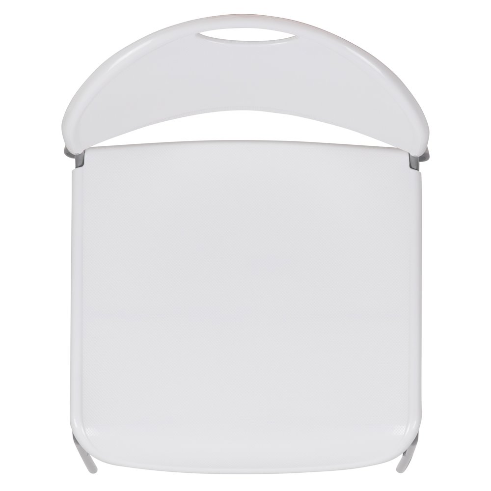 880 lb. Capacity White Ultra-Compact Stack Chair with Silver Powder Coated Frame. Picture 8