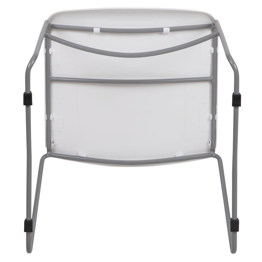 880 lb. Capacity White Ultra-Compact Stack Chair with Silver Powder Coated Frame. Picture 9
