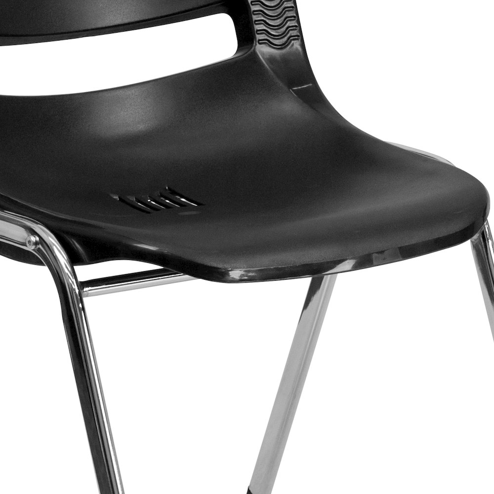 880 lb. Capacity Black Shell Stack Chair with Chrome Frame and 18'' Seat Height. Picture 11