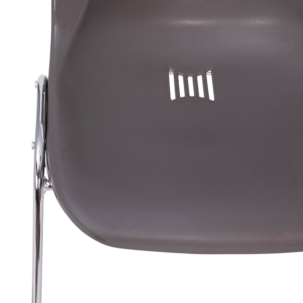 880 lb. Capacity Gray Shell Stack Chair with Chrome Frame and 18'' Seat Height. Picture 9