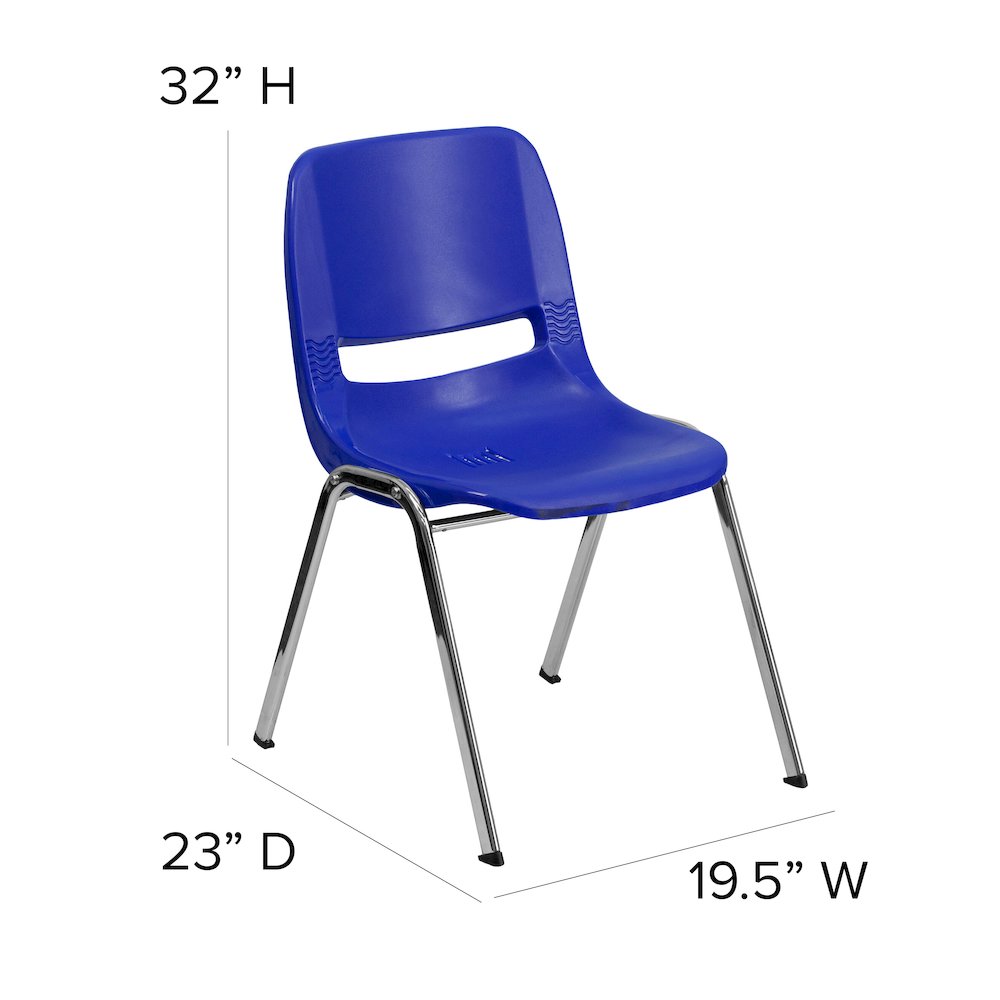 880 lb. Capacity Navy Shell Stack Chair with Chrome Frame and 18'' Seat Height. Picture 6