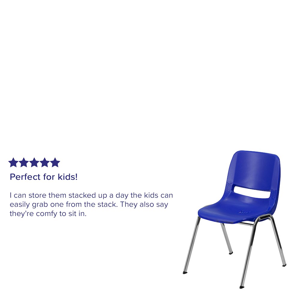880 lb. Capacity Navy Shell Stack Chair with Chrome Frame and 18'' Seat Height. Picture 4