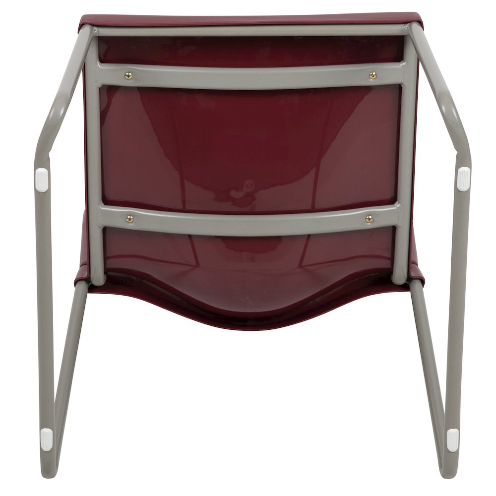 Burgundy Full Back Contoured Stack Chair with Gray Powder Coated Sled Base. Picture 13