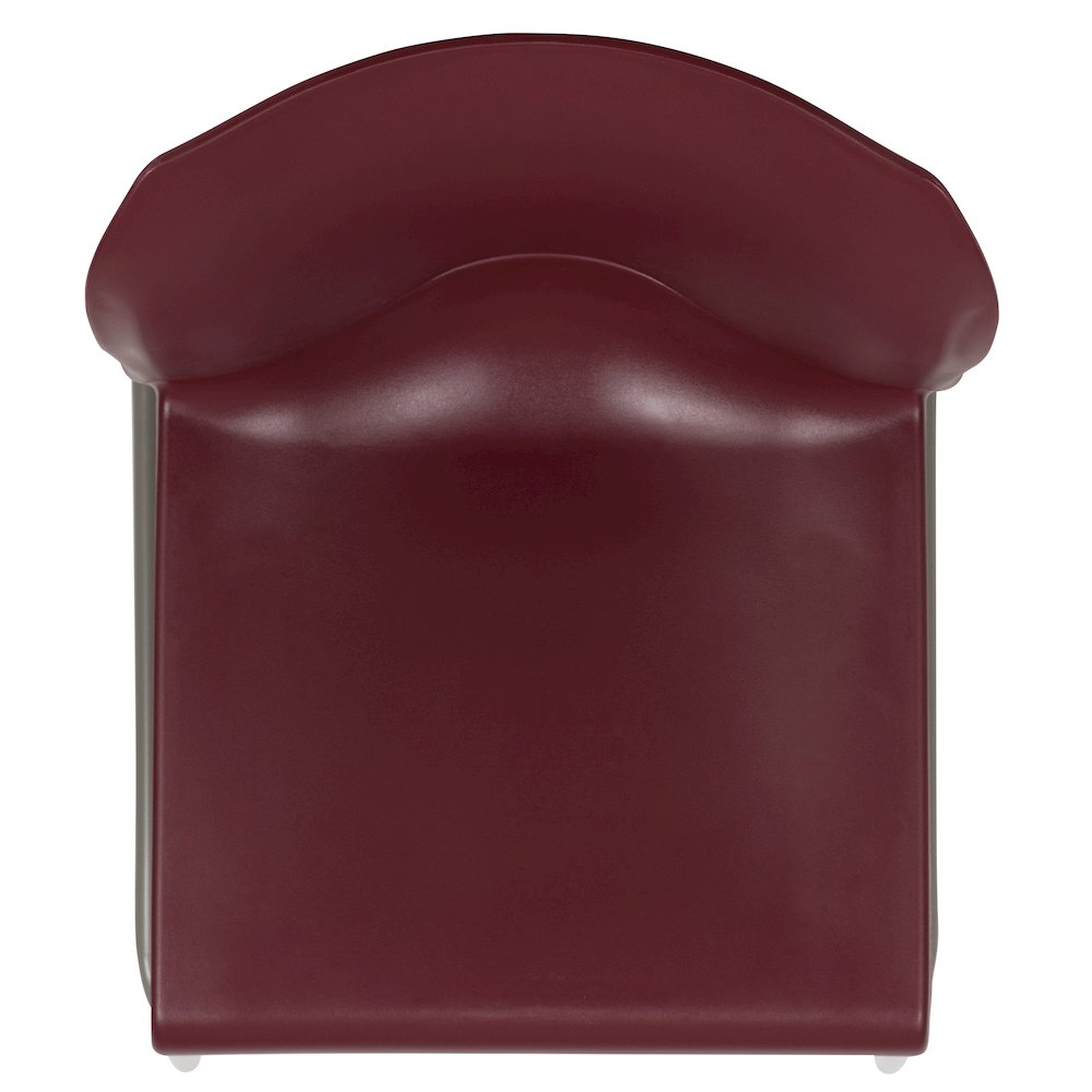 Burgundy Full Back Contoured Stack Chair with Gray Powder Coated Sled Base. Picture 12