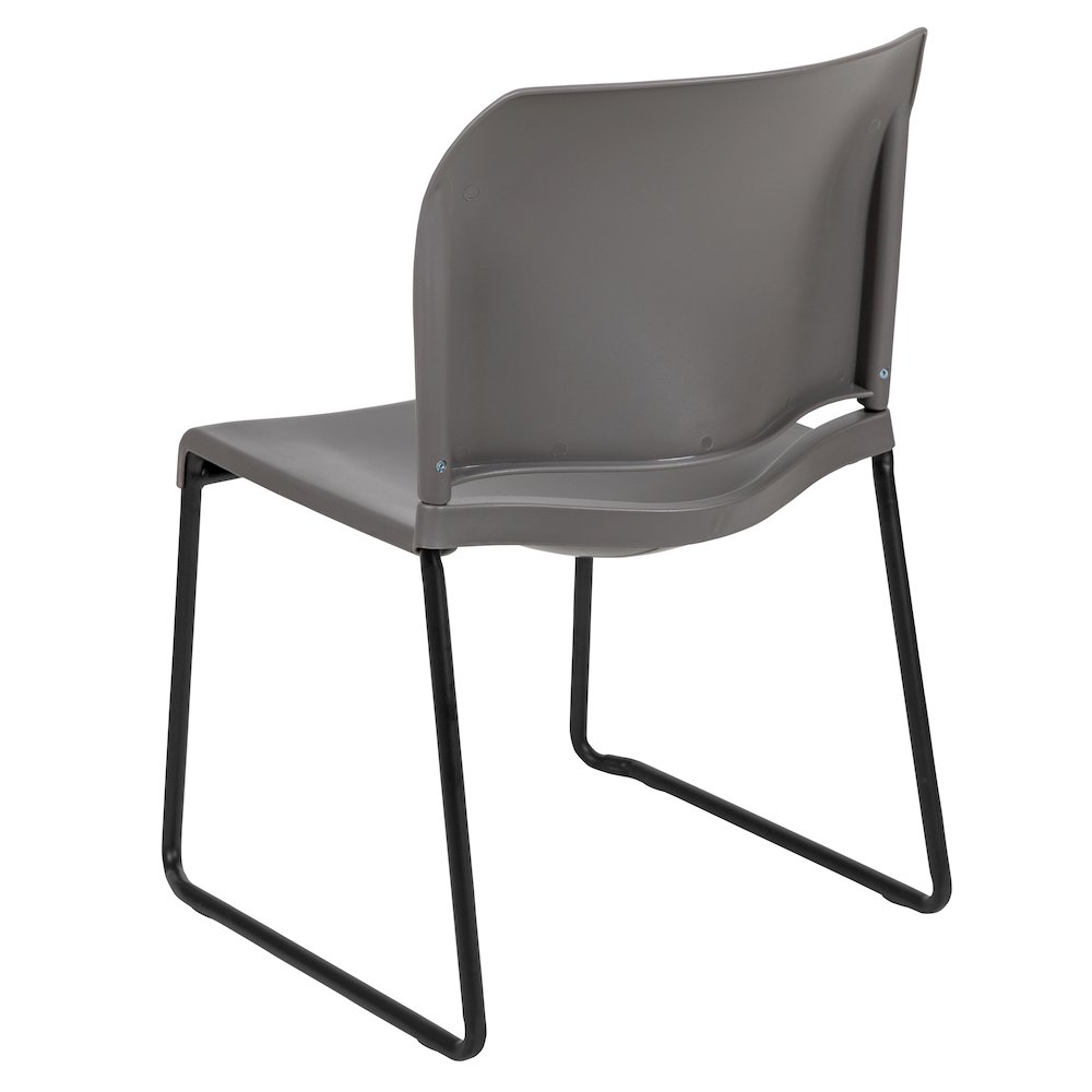 Gray Full Back Contoured Stack Chair with Black Powder Coated Sled Base. Picture 8
