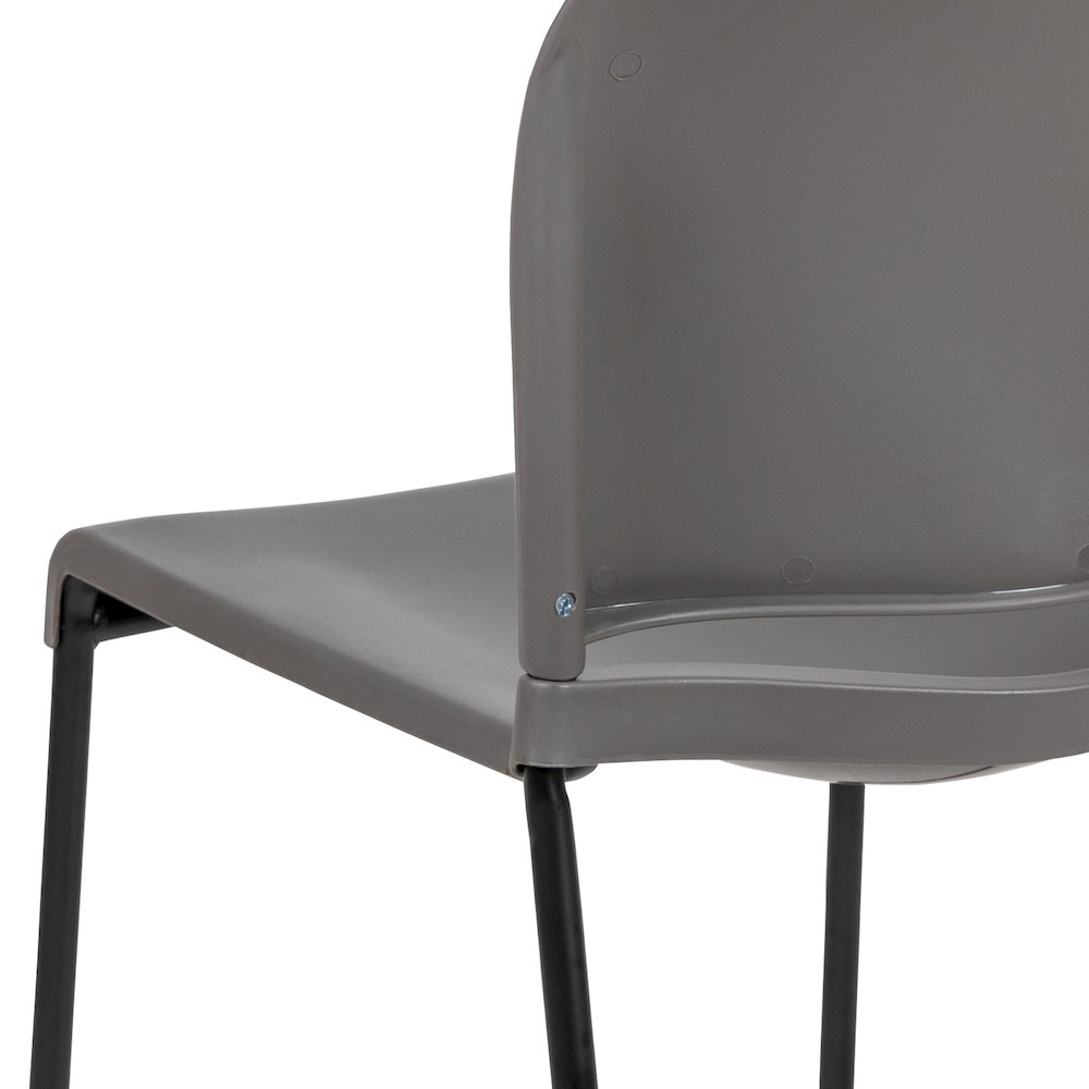 Gray Full Back Contoured Stack Chair with Black Powder Coated Sled Base. Picture 14