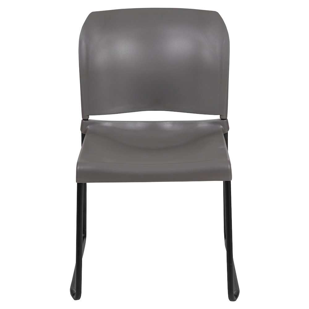 Gray Full Back Contoured Stack Chair with Black Powder Coated Sled Base. Picture 11