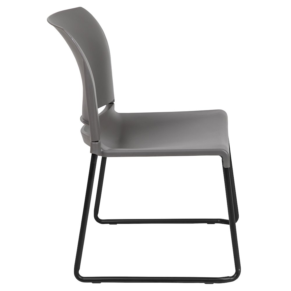 Gray Full Back Contoured Stack Chair with Black Powder Coated Sled Base. Picture 10