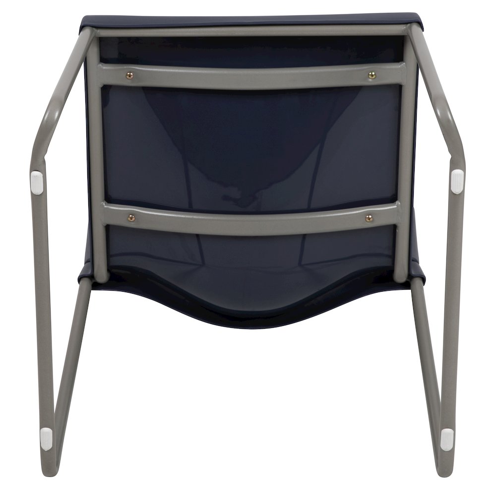 Navy Full Back Contoured Stack Chair with Gray Powder Coated Sled Base. Picture 13