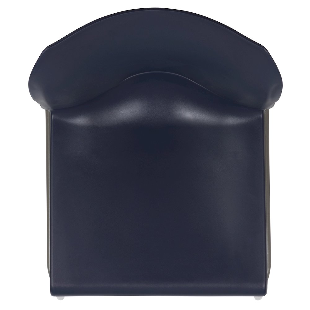 Navy Full Back Contoured Stack Chair with Gray Powder Coated Sled Base. Picture 12