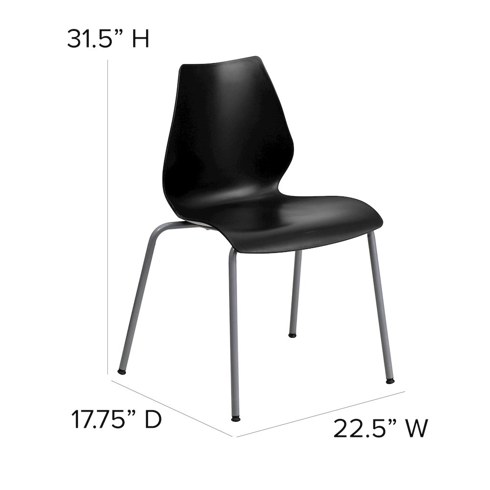 770 lb. Capacity Black Stack Chair with Lumbar Support and Silver Frame. Picture 6