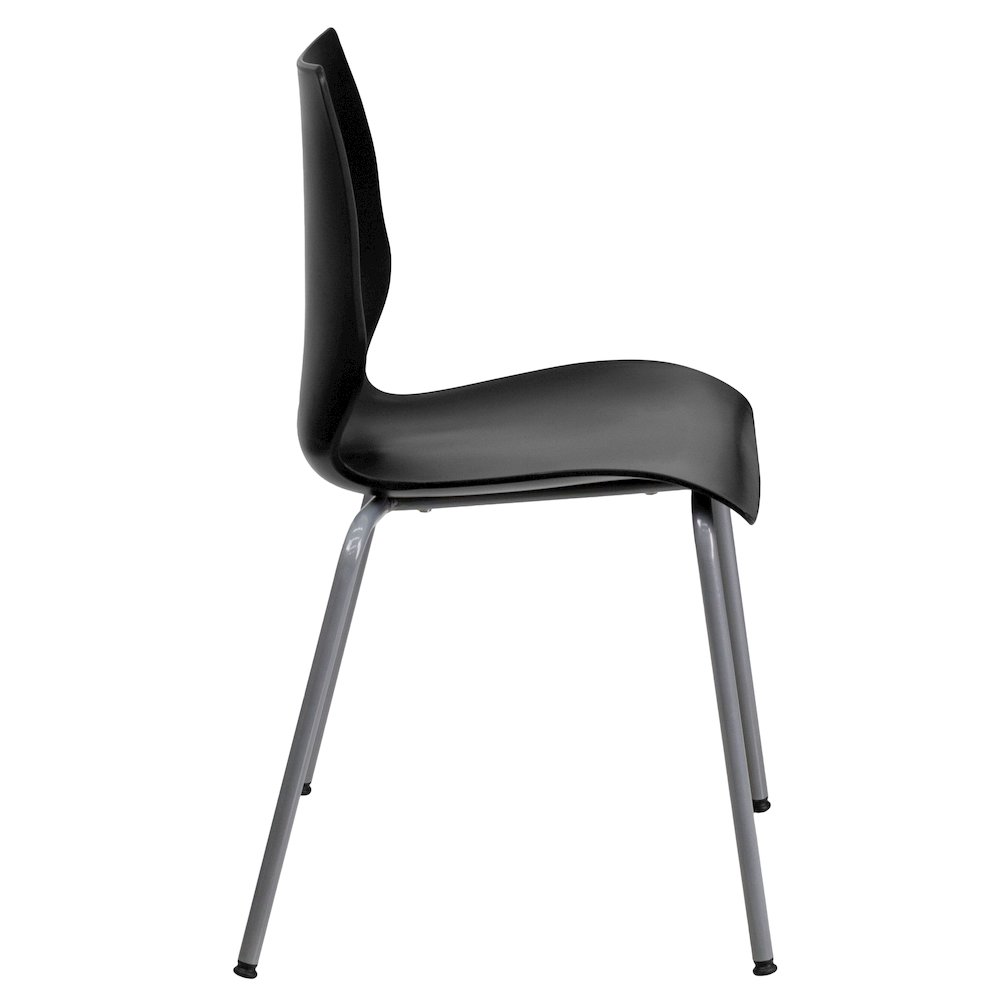 770 lb. Capacity Black Stack Chair with Lumbar Support and Silver Frame. Picture 9