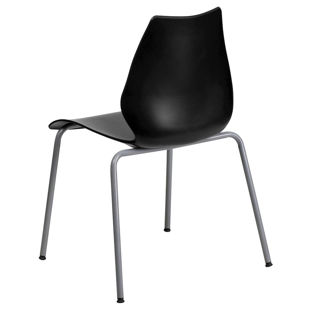 770 lb. Capacity Black Stack Chair with Lumbar Support and Silver Frame. Picture 7