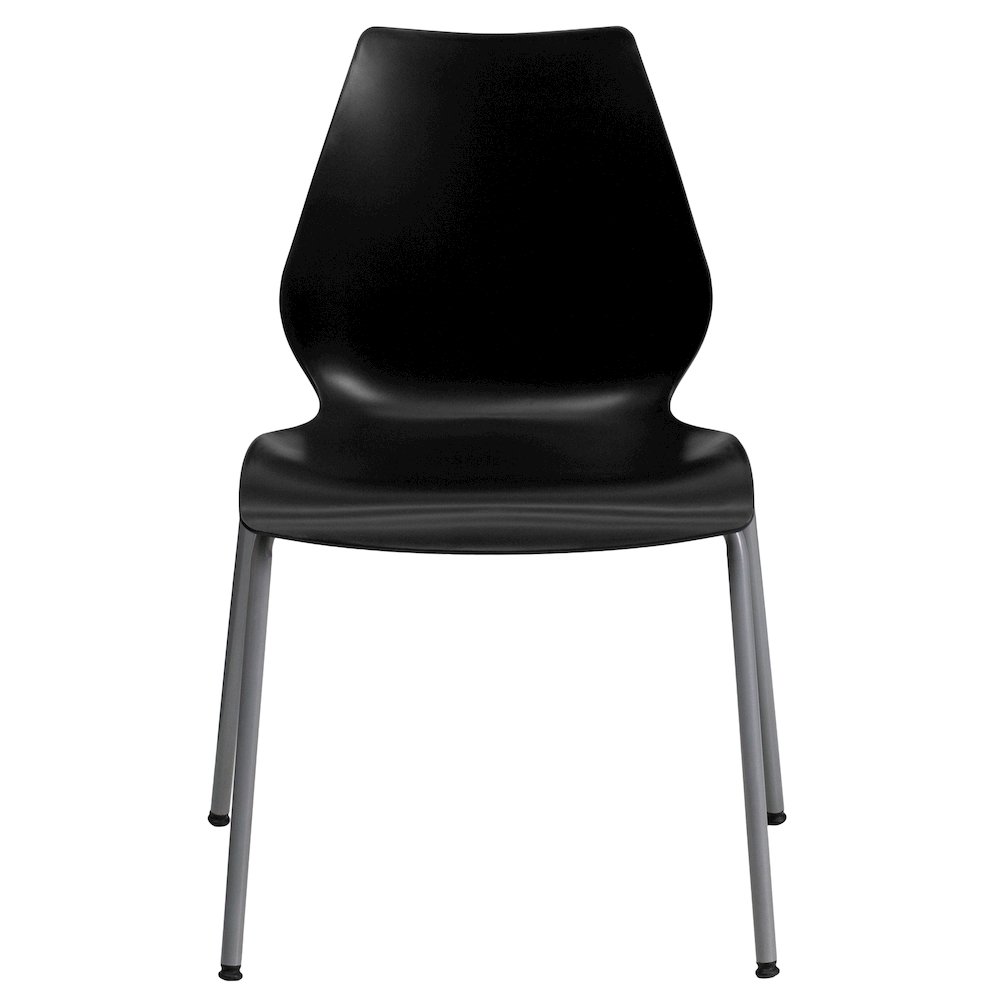 770 lb. Capacity Black Stack Chair with Lumbar Support and Silver Frame. Picture 10
