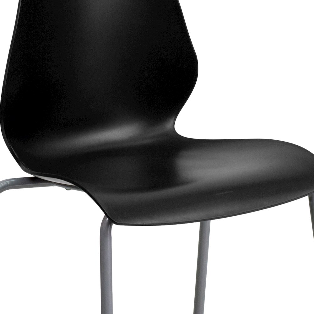 770 lb. Capacity Black Stack Chair with Lumbar Support and Silver Frame. Picture 11