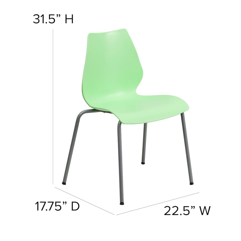 770 lb. Capacity Green Stack Chair with Lumbar Support and Silver Frame. Picture 6