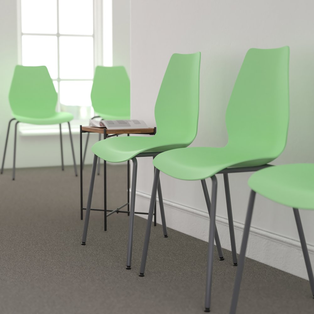 770 lb. Capacity Green Stack Chair with Lumbar Support and Silver Frame. Picture 2