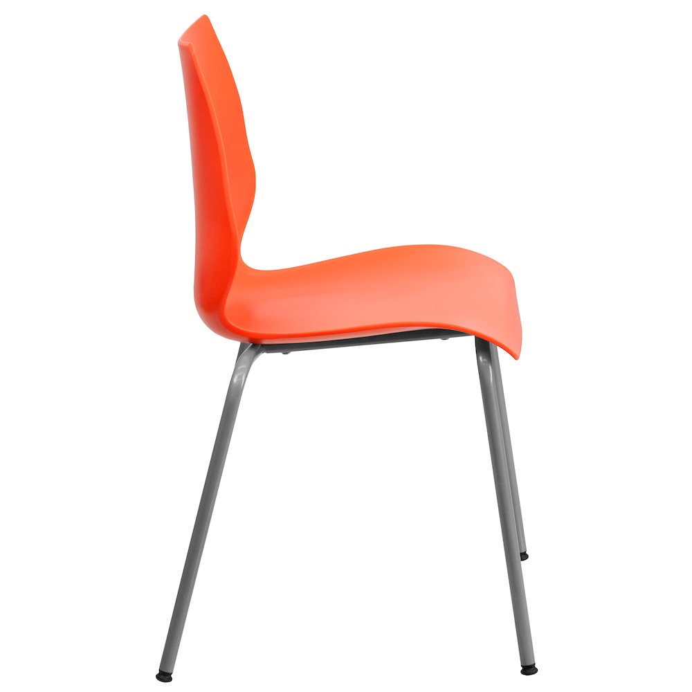 770 lb. Capacity Orange Stack Chair with Lumbar Support and Silver Frame. Picture 9