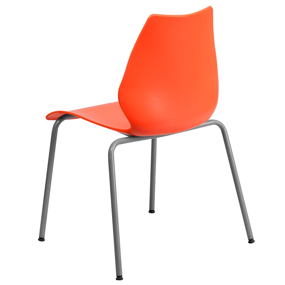 770 lb. Capacity Orange Stack Chair with Lumbar Support and Silver Frame. Picture 7