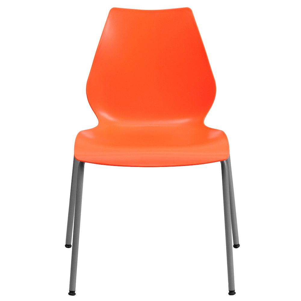 770 lb. Capacity Orange Stack Chair with Lumbar Support and Silver Frame. Picture 10