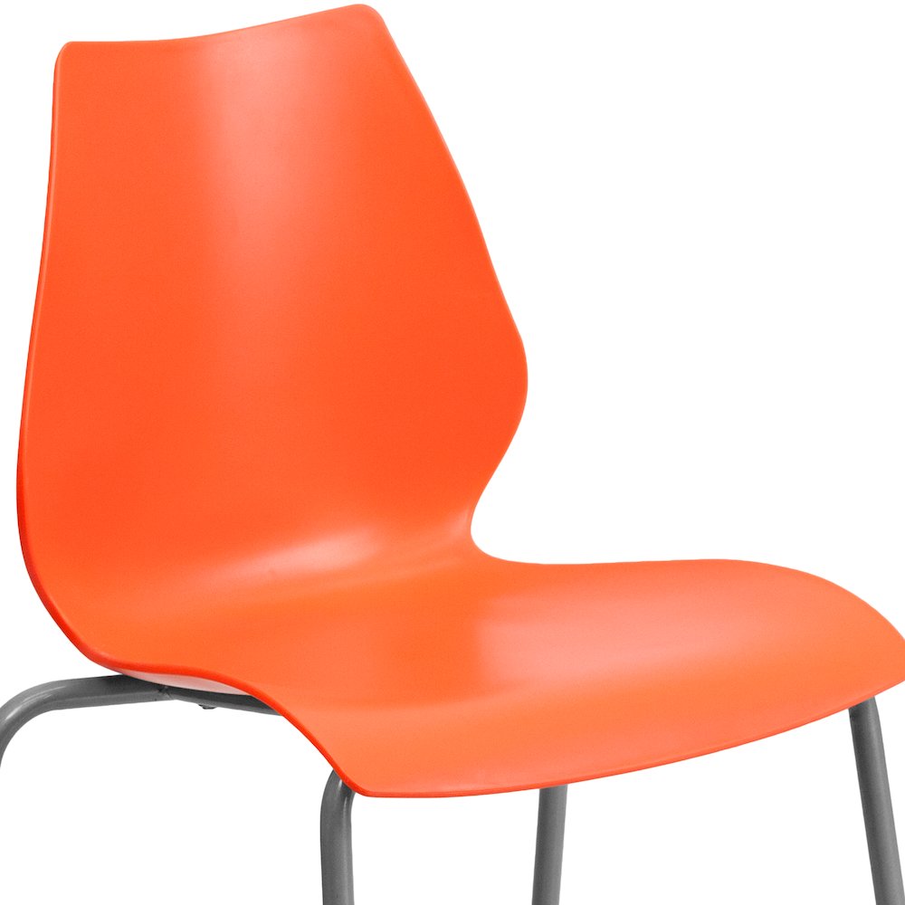 770 lb. Capacity Orange Stack Chair with Lumbar Support and Silver Frame. Picture 11