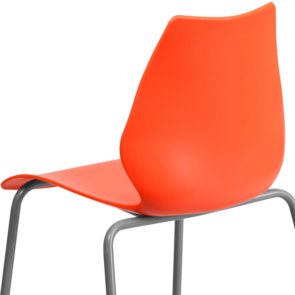 770 lb. Capacity Orange Stack Chair with Lumbar Support and Silver Frame. Picture 8