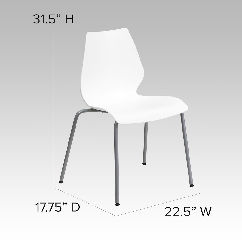 770 lb. Capacity White Stack Chair with Lumbar Support and Silver Frame. Picture 6