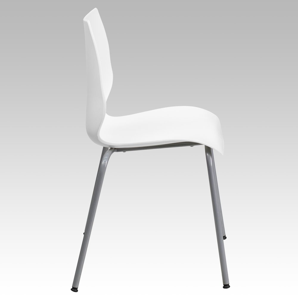 770 lb. Capacity White Stack Chair with Lumbar Support and Silver Frame. Picture 9