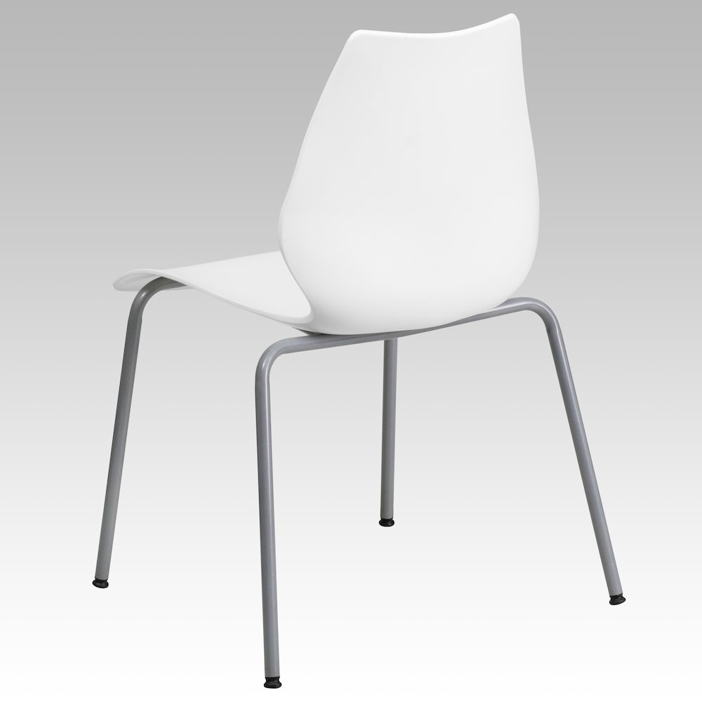 770 lb. Capacity White Stack Chair with Lumbar Support and Silver Frame. Picture 7