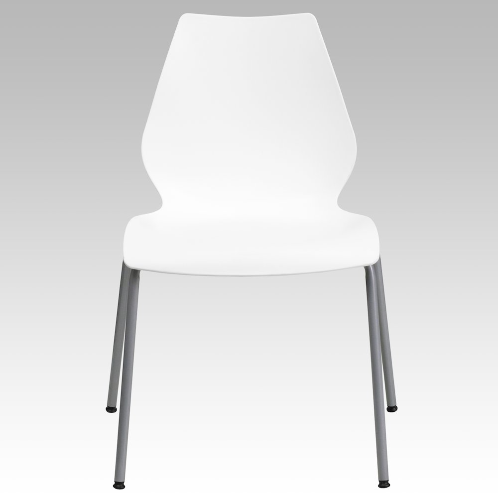 770 lb. Capacity White Stack Chair with Lumbar Support and Silver Frame. Picture 10
