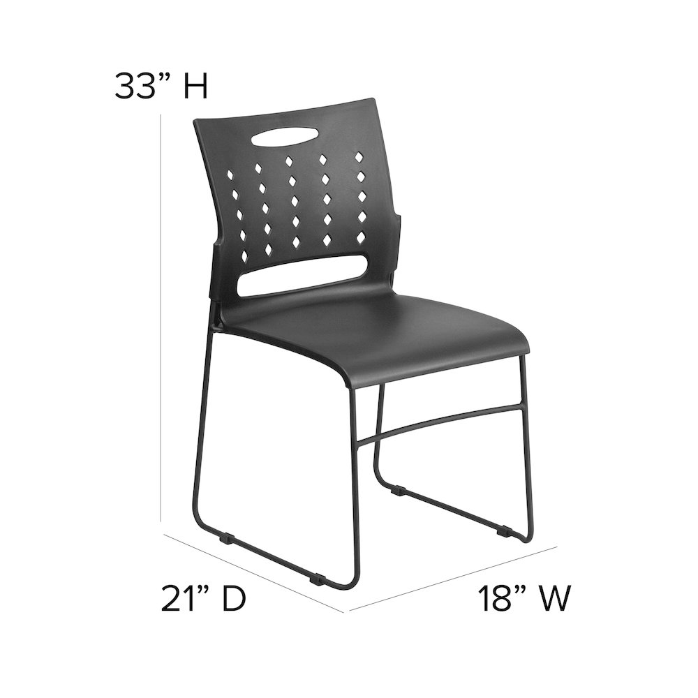 881 lb. Capacity Black Sled Base Stack Chair with Air-Vent Back. Picture 5