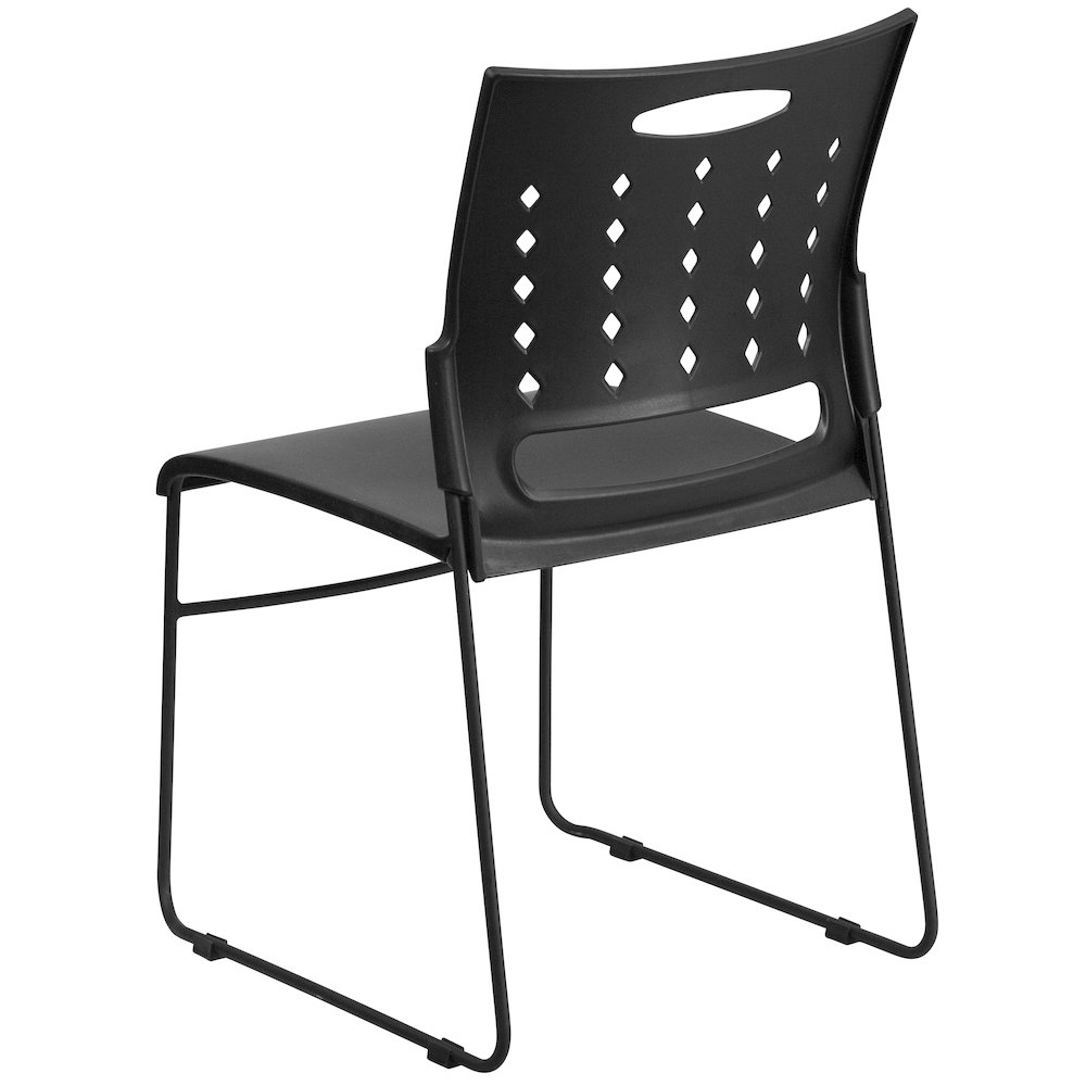 881 lb. Capacity Black Sled Base Stack Chair with Air-Vent Back. Picture 6
