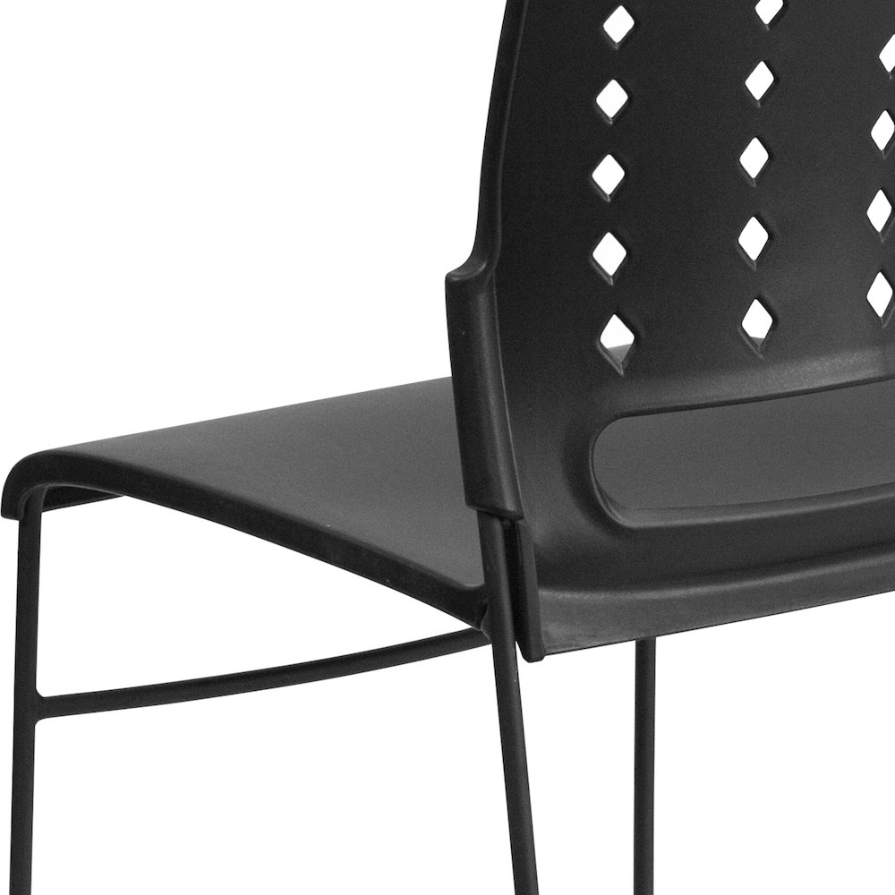 881 lb. Capacity Black Sled Base Stack Chair with Air-Vent Back. Picture 10