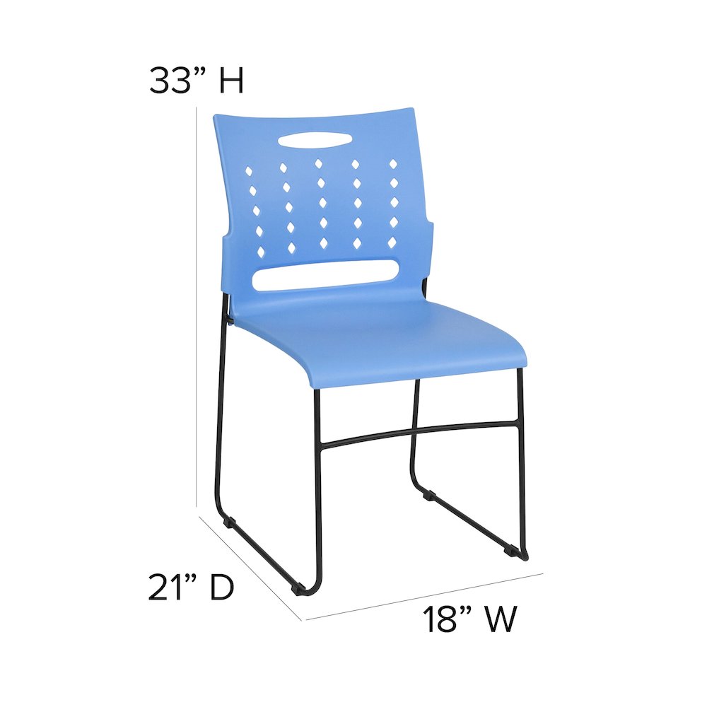 881 lb. Capacity Blue Sled Base Stack Chair with Air-Vent Back. Picture 5