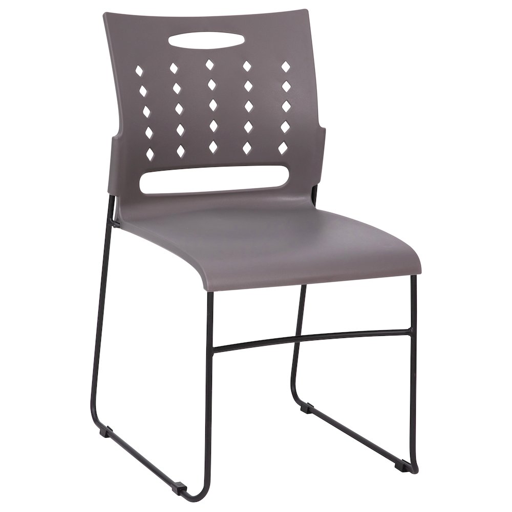881 lb. Capacity Gray Sled Base Stack Chair with Air-Vent Back. Picture 1