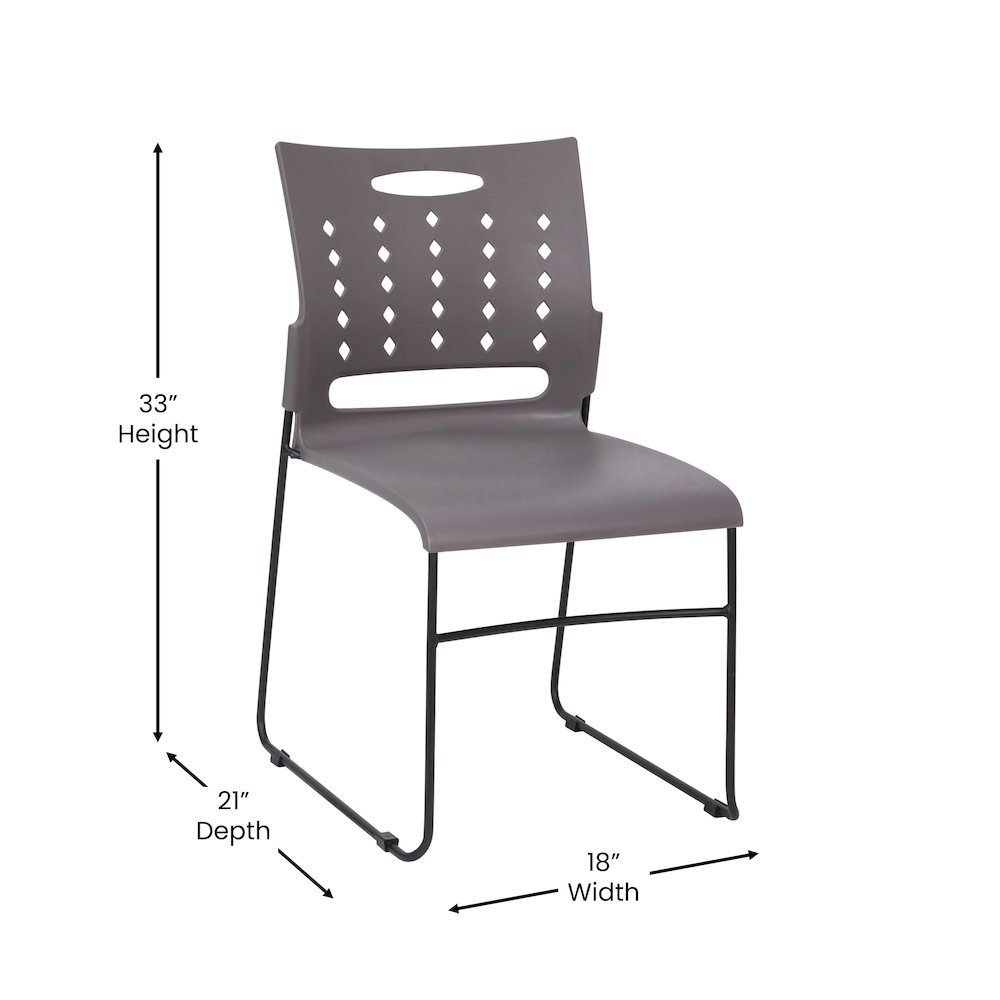 881 lb. Capacity Gray Sled Base Stack Chair with Air-Vent Back. Picture 5