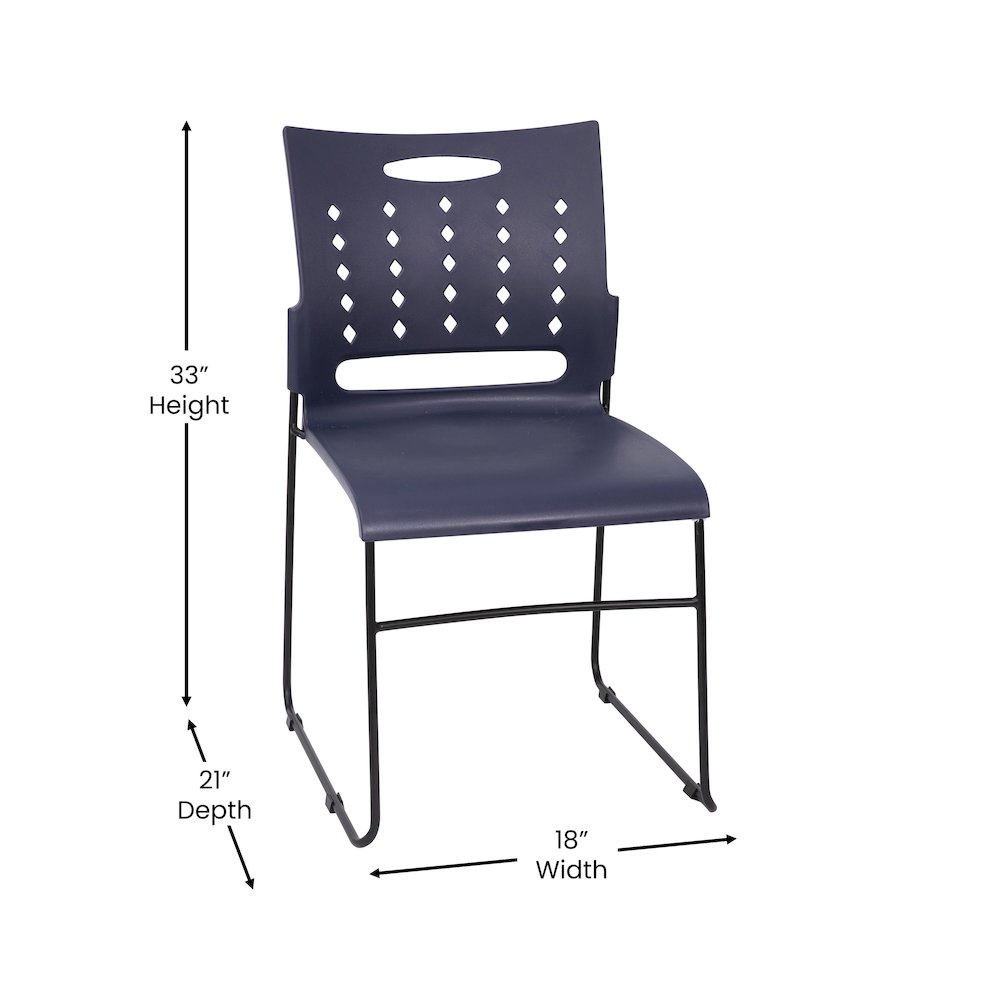 881 lb. Capacity Navy Sled Base Stack Chair with Air-Vent Back. Picture 5