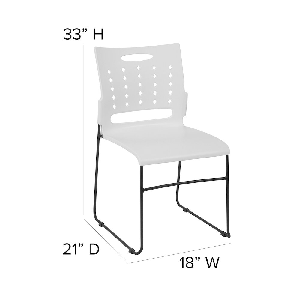 881 lb. Capacity White Sled Base Stack Chair with Air-Vent Back. Picture 5