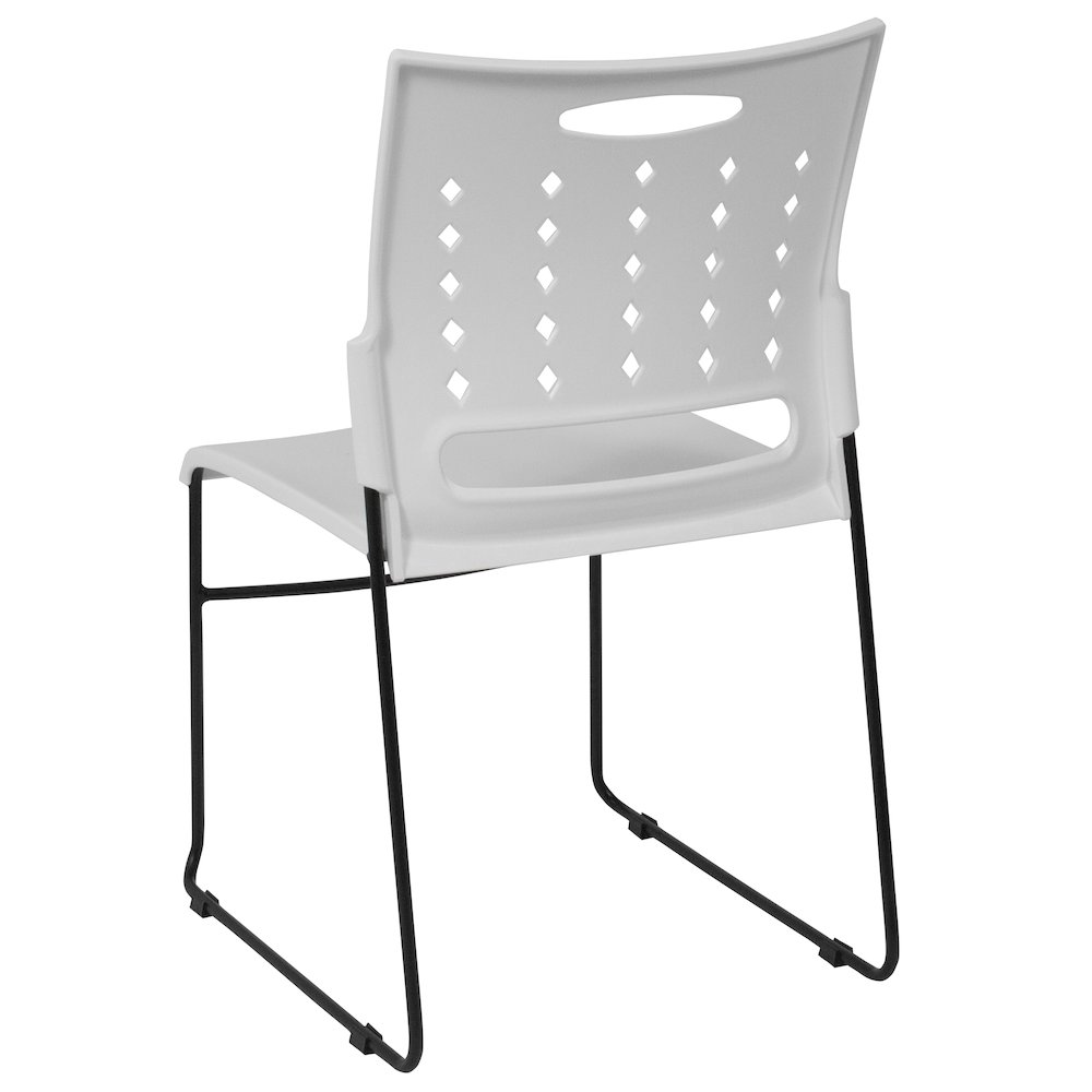 881 lb. Capacity White Sled Base Stack Chair with Air-Vent Back. Picture 6