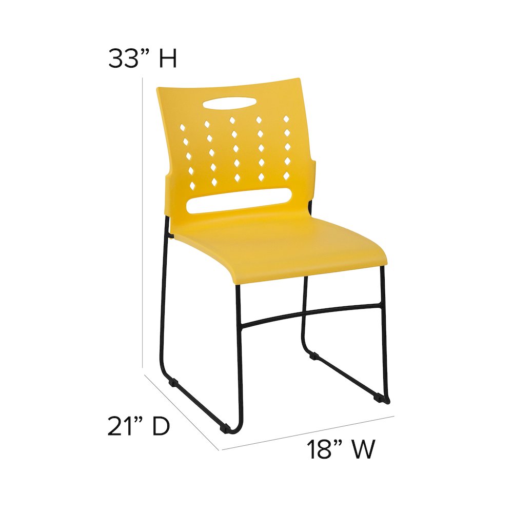 881 lb. Capacity Yellow Sled Base Stack Chair with Air-Vent Back. Picture 5