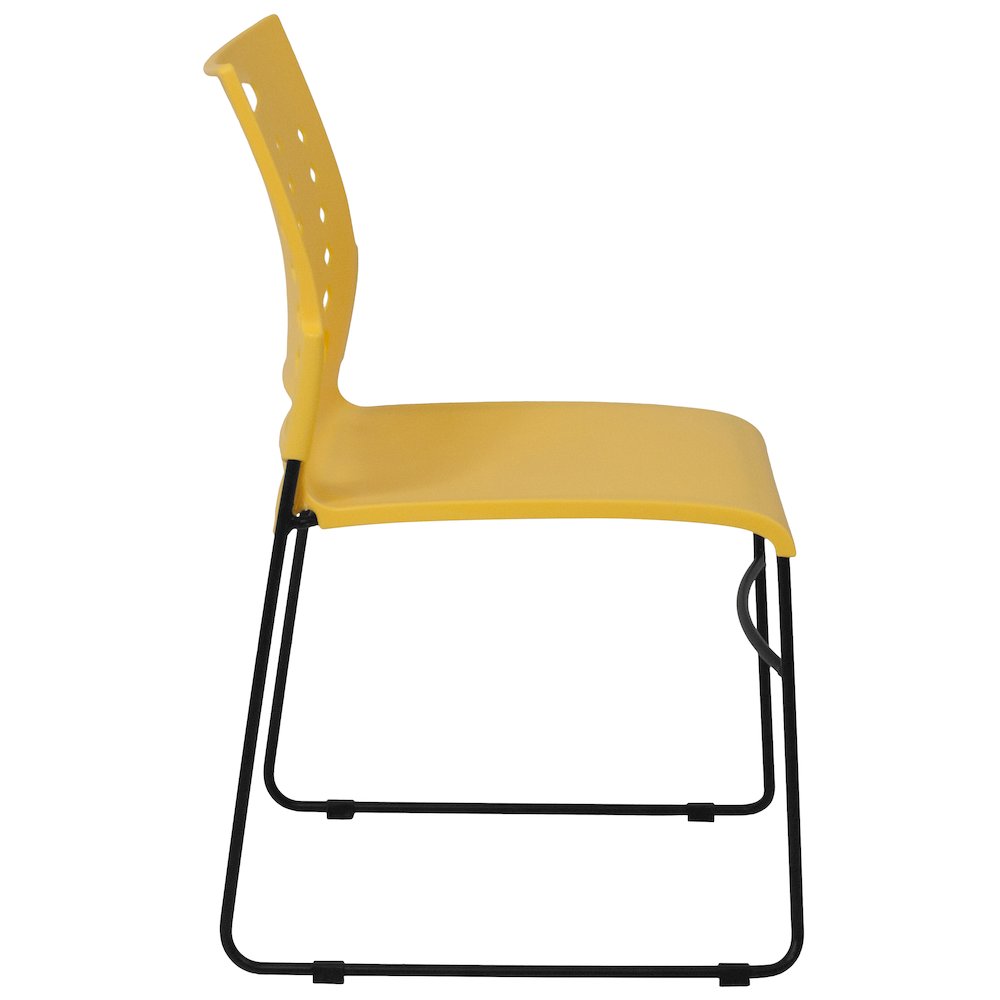 881 lb. Capacity Yellow Sled Base Stack Chair with Air-Vent Back. Picture 8