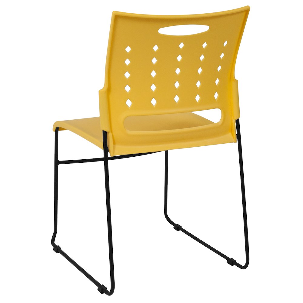 881 lb. Capacity Yellow Sled Base Stack Chair with Air-Vent Back. Picture 6