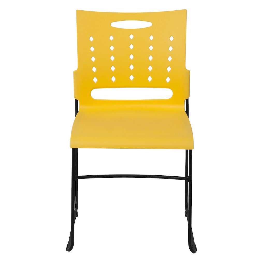 881 lb. Capacity Yellow Sled Base Stack Chair with Air-Vent Back. Picture 9