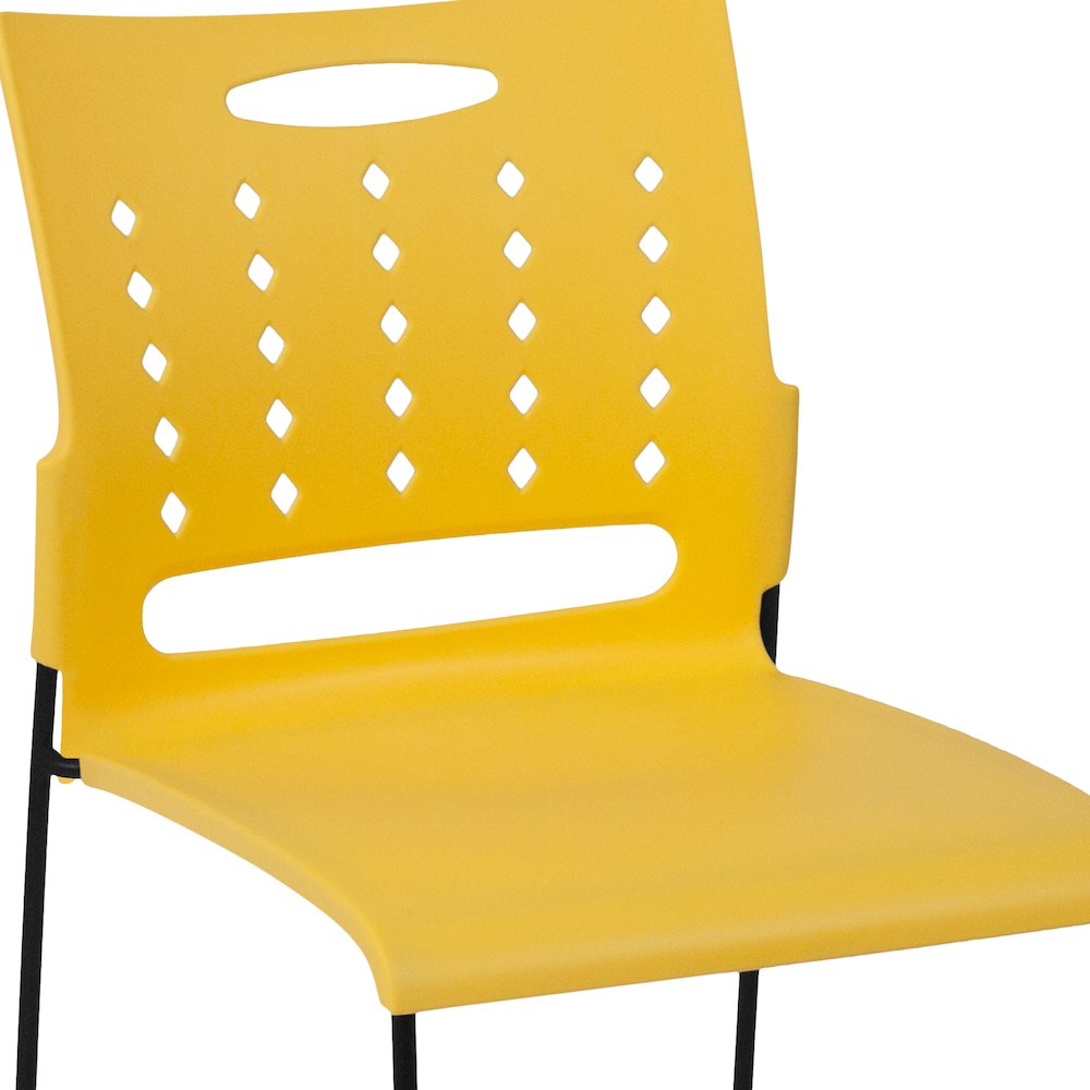 881 lb. Capacity Yellow Sled Base Stack Chair with Air-Vent Back. Picture 10