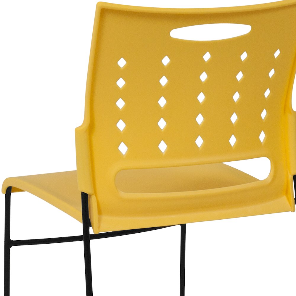 881 lb. Capacity Yellow Sled Base Stack Chair with Air-Vent Back. Picture 7