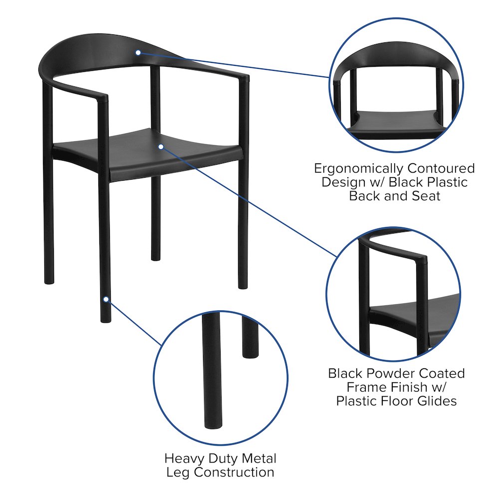 1000 lb. Capacity Black Plastic Cafe Stack Chair. Picture 5