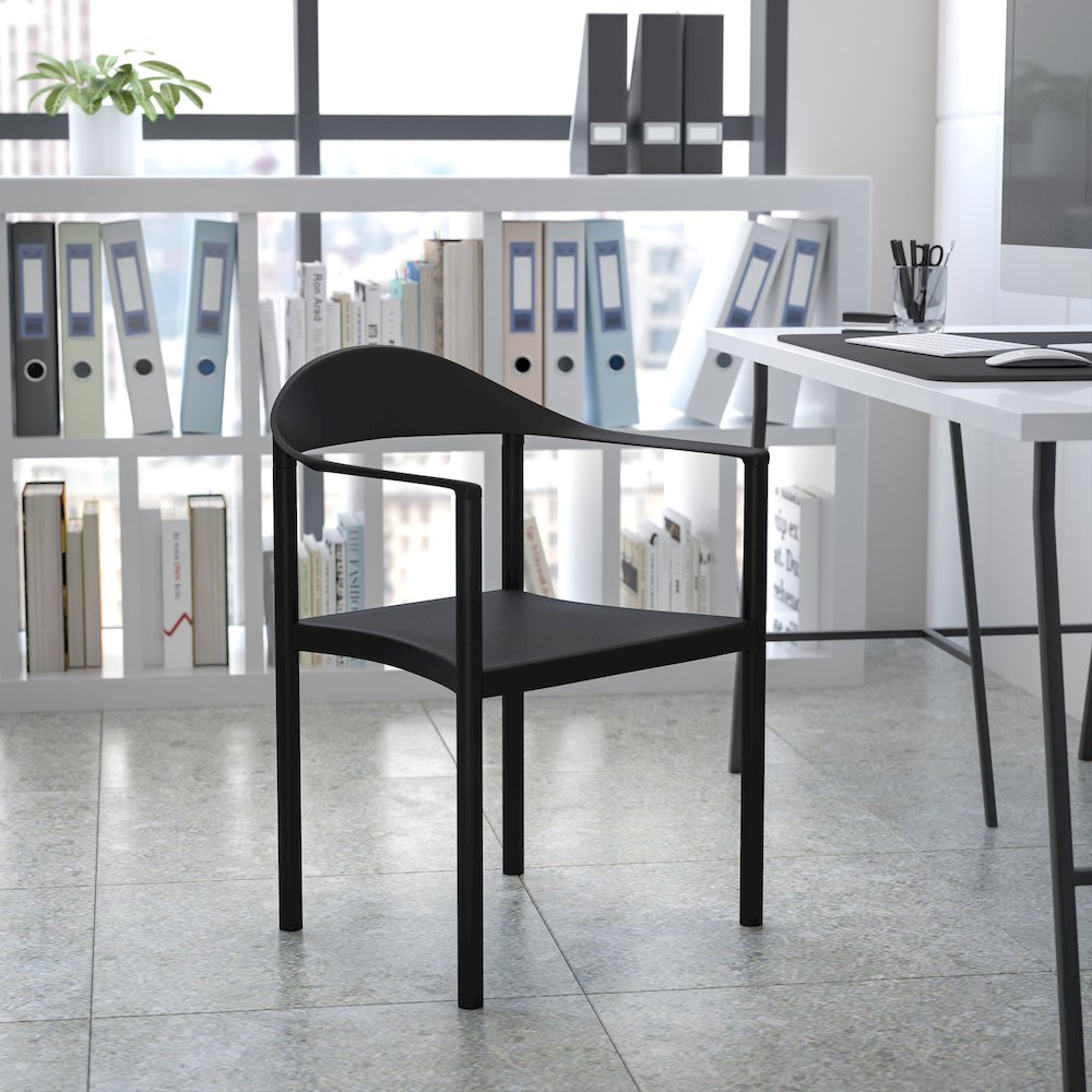 1000 lb. Capacity Black Plastic Cafe Stack Chair. Picture 8